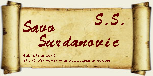 Savo Surdanović vizit kartica